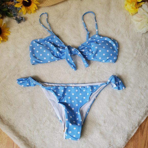 RuffleButts Navy Polka Dot High Waisted Flutter Bikini -10